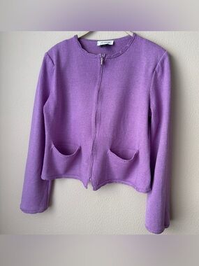 St.John Collection Womens Size 10 Full Zip Jacket Purple Pockets Wool Rayon